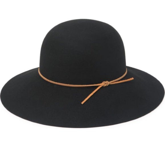 Round Crown Floppy Wool & Leather Hat by Phenix in Black Tobacco - Picture 1 of 11
